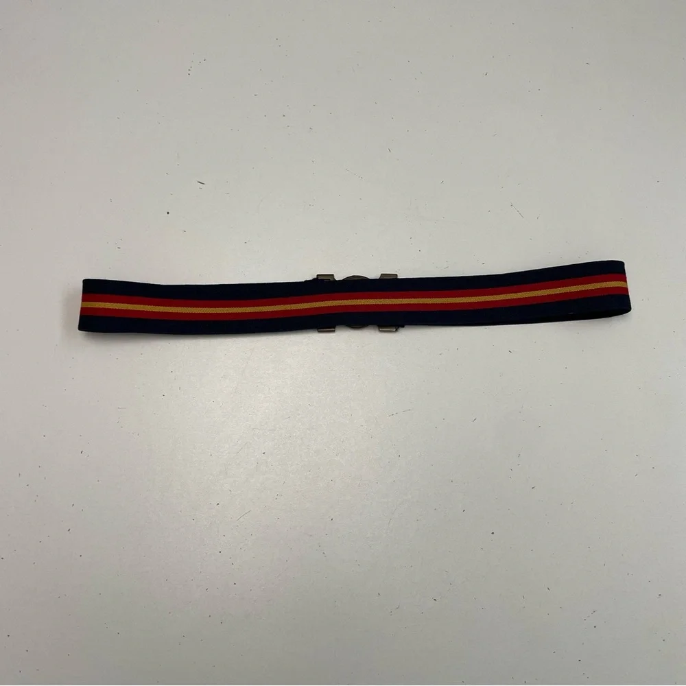 Polo Ralph Lauren Belt Stretchy Elastic Metal Buckle Blue Red Yellow Bronze
